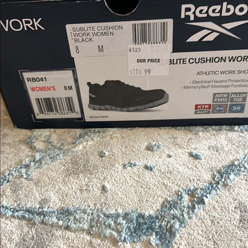 Reebok Unisex Black Athletic Super Comfortable Work Shoe - Picture 2 of 4